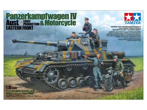 1/35 GERMAN TANK PANZERKAMPFWAGEN IV Ausf.G EARLY PRODUCTION & MOTORCYCLE SET "EASTERN FRONT" by Tamiya
