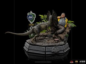 Dennis Nedry meets the Dilophosaurus Jurassic Park Art 1/10 Scale Statue by Iron Studios