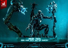 Neon Tech Iron Man with Suit-Up Gantry Iron Man 2 Action 1/6 Figure by Hot Toys