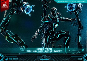 Neon Tech Iron Man with Suit-Up Gantry Iron Man 2 Action 1/6 Figure by Hot Toys