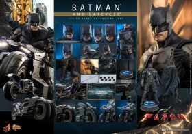 Batman & Batcycle Set The Flash Movie Masterpiece 1/6 Action Figure wih Vehicle by Hot Toys