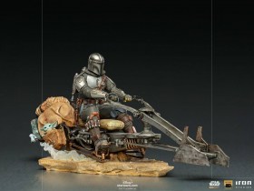 Mandalorian on Speederbike Star Wars The Mandalorian Deluxe Art 1/10 Scale Statue by Iron Studios