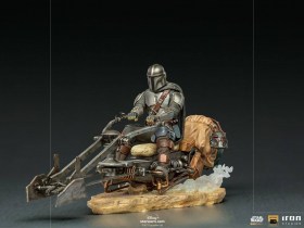 Mandalorian on Speederbike Star Wars The Mandalorian Deluxe Art 1/10 Scale Statue by Iron Studios