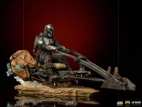 Mandalorian on Speederbike Star Wars The Mandalorian Deluxe Art 1/10 Scale Statue by Iron Studios