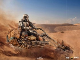 Mandalorian on Speederbike Star Wars The Mandalorian Deluxe Art 1/10 Scale Statue by Iron Studios