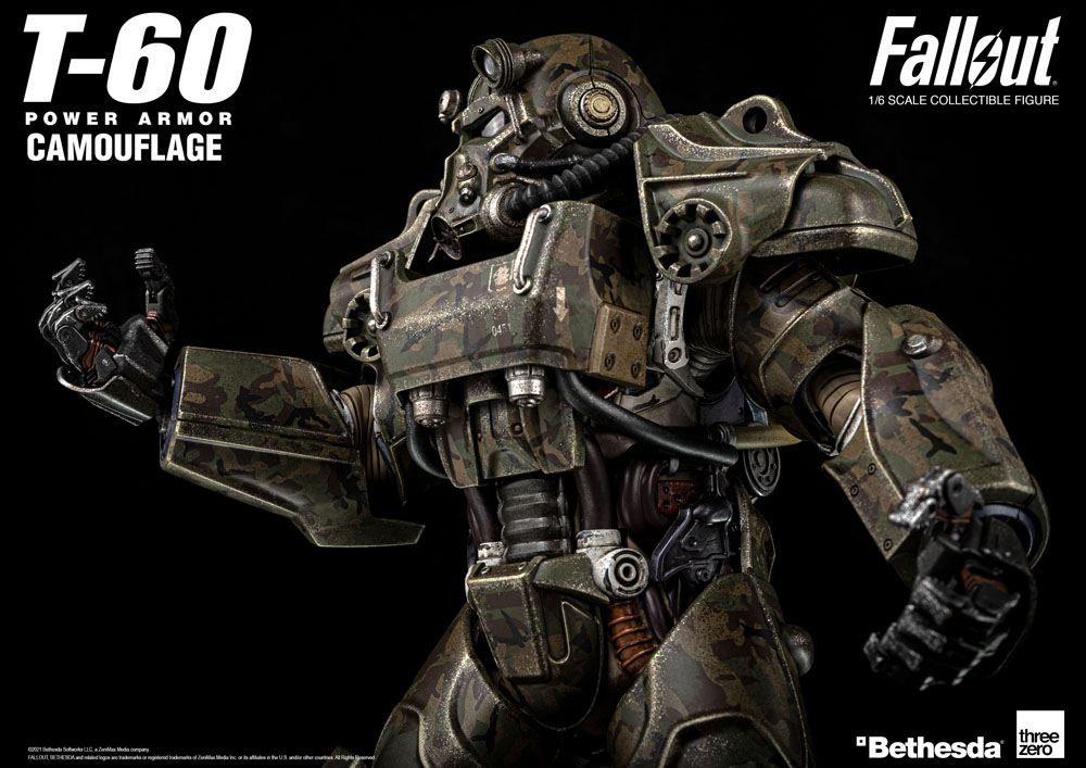 Threezero T 60 Camouflage Power Armor Fallout 1 6 Action Figure By Threezero