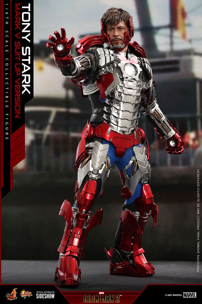 Marvel Tony Stark Mark V Suit Up Version Iron Man 2 Movie Masterpiece 1 6 Action Figure By Hot Toys